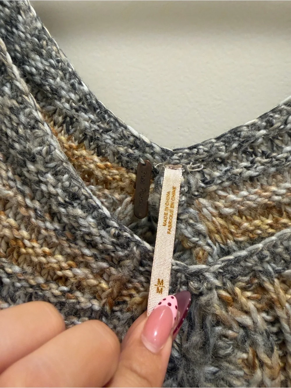 Free People Striped Twist-Front V-Neck Sweater in Gray & Mustard wool blend